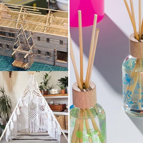 300PCS Wooden Dowel Rods, 1/4 Inch x 12 Inch Unfinished Hardwood Rod Wood Sticks for Crafts and DIYers