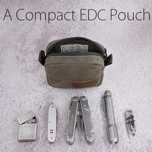 diodrio Belt Pouch for Men Women YKK Zippers EDC Pouch, Belt Bag Waist Pack for Hiking, Water Resistant, Waxed Canvas, Olive - color: Olive Small