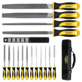 TARIST 17PCS File Set with Tool Bag, Includes 4PCS Large Metal File, 12PCS Needle File and Wire Brush,Work for Metal, Wood and More - style: File Set - 17 pcs