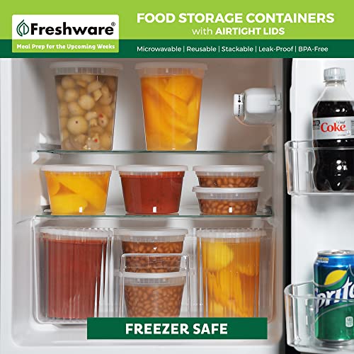 Freshware [60 Count] 8, 16, 32 oz, 20 sets each size Food Storage Containers with Lids,Plastic Deli Containers, Meal Prep Containers, Microwave and Freezer Safe,Stackable, Leakproof, BPA Free, Clear - color: Clear, size: 8, 16, 32 oz - 60 Set
