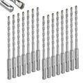 Geinxurn 1/4” x 6" SDS Plus Rotary Hammer Drill Bits, 15PCS Double Thread Masonry Drill Bits Set Carbide Tipped, Drilling in Brick, Stone and Concrete, Cement Walls - size: SDSBIT010406-015