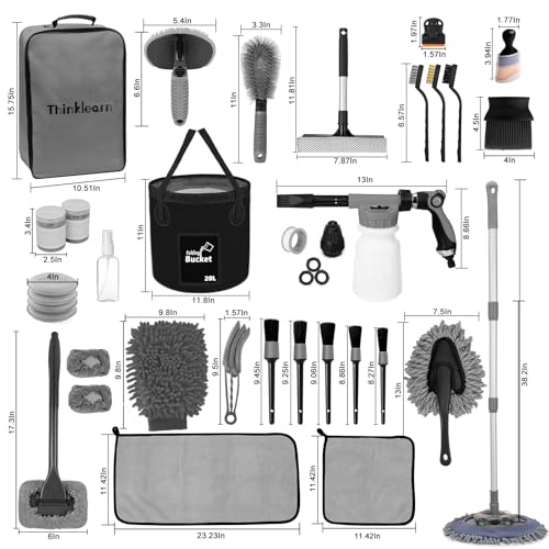 ThinkLearn Car Detailing Kit with Foam Gun, Car Wash Mop for Deep Cleaning