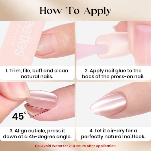 Beetles Brown Cat Eye Press On Nails Short Almond, 32PCS, Polka Dot Design - color: 2A - Maple Taffy - S