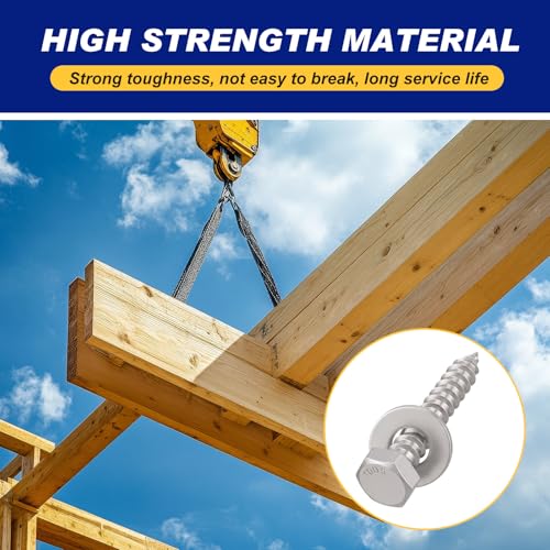 Zonon 50 Pcs 1/4" x 1-1/2" Hex Lag Bolts 304 Stainless Steel Silver Lag Screws 50 Screws and 50 Washers Industrial/Commercial Grade - color: Silver, size: 1/4" X 1-1/2"