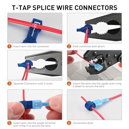 Nilight 120PCS/60 Pairs Blue T-Tap Quick Splice Disconnect Wire Terminals - size: 120Pcs 16-14AWG