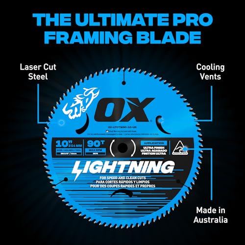 OX Pro 10 in 90-Tooth Carbide Circular Saw Blade for Wood