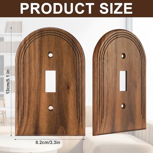 DoubleFill 4 Pcs Walnut Wood Switch Cover,13 * 8.2cm,Arch Single Toggle - color: Arch Single Toggle, size: 13 x 8.2 cm