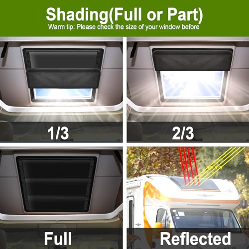 RV Skylight Cover, Vent Cover for Roof16 ¼ (L) x 16 ¼" (W), RV Window Blackout with UV Protection and Foldable Magnet Design, Waterproof Fabric, Reflective - color: Light Black, size: 1 Pack (16.25"L x 16.25"W)