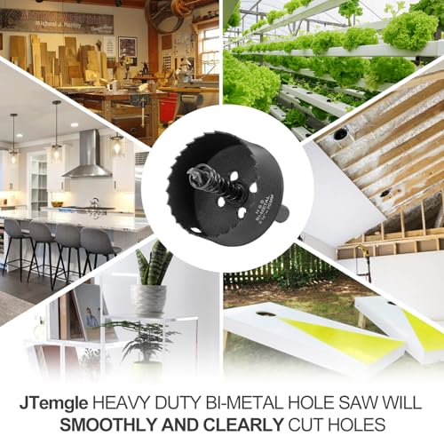 2-3/4 Inch Hole Saw with 3/8" Triangle Shank Quick Change Arbor, JTemgle Bi-Metal Hole Saw Heavy Duty Hole Cutting Tool for Cornhole Boards, Recessed Lights, Wood, Plastic, Drywall & Soft Metal - size: 2-3/4"