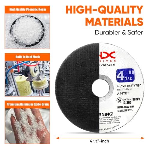THX 4 1/2 Inch Cut Off Wheel,Long-Lasting Thin Cutting Wheel,60 Pack - size: 4-1/2" x 0.045" x 7/8"