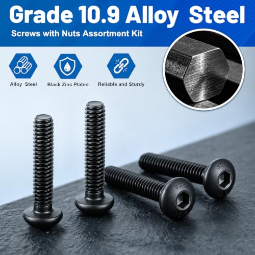 2380PCS Hex Socket Button Head Screws Assortment Kit 10.9 Alloy M2-M5 - size: G10.9 M2M3M4M5 2380PCS