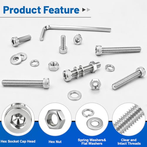 960PCS M3 Hex Socket Head Cap Screw Assortment Kit 304 Stainless Steel - size: SS M3 960PCS