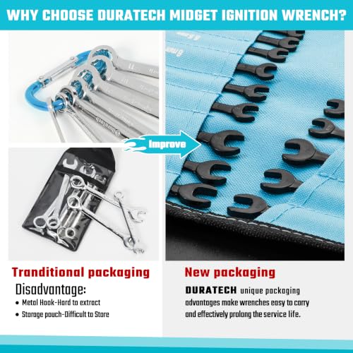 DURATECH Mini Wrench Set, Small Ignition Wrench Set, Black Electrocoat - color: Black