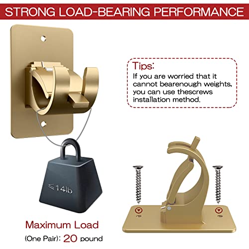 CIEMGNZOC 4PCS No Drill Curtain Rod Brackets, Gold Plastic, Self-Adhesive & Screw Mount, Holds Up To 20 Pounds, Suitable For Rods Up To 1.57 Inch Diameter - color: 4 Pcs Gold