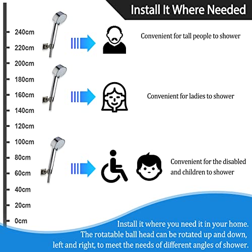 Shower Head Holder Handheld Shower Wand Bracket Adhesive Shower Wall Mount Holder Brass Shower Spray Holder Brushed Nickel, Drill Free Glue Installation - color: Brushed