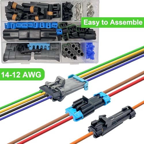14-12AWG 1/2/4 Pin Waterproof Weather Pack Connector Kit with Crimping Tool - color: 1-2-4pin/12kit With Crimper