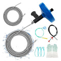 33 ft Drain Snake Auger with Extra 33ft Replacement Cable, Plumbing Snake for Sink Shower Tub, Manual Drum Auger, Extra Long Pipe Clog Remover Tool with Hair Remover Tool & Gloves - color: Drain Snake Auger