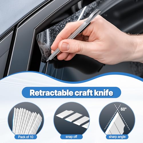 SINGARO 6PCS Vinyl Wrap Tool Kit, Window Tint Kits Include Felt Squeegee, Edge Trimmer Squeegee, Retractable Utility Knife and Blades, Vinyl Cutter Knife, Fits for Most Cars and Trucks - color: 6PC