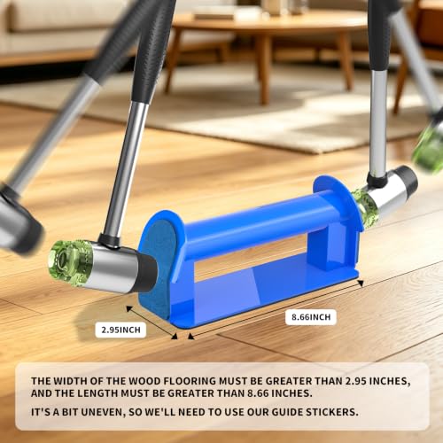 2026 Upgraded Floor Gap Fixer Tool for Laminate, Vinyl Plank, Hardwood –Iron Construction Heavy Duty Floor Gap Repair Tool with Extended Striking Area, Sticky Pads, Quiet Felt Pad & Hammer (Blue) - color: Blue