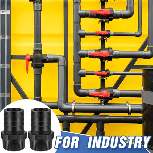 2 Pcs Pool PVC Tube Fitting Barbed Hose Fittings Adapter - color: Black, size: 1.5 Inch
