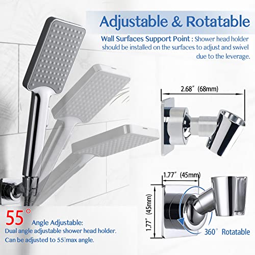 YDmeet Shower Head Holder, Adjustable Handheld Brass Shower Head Bracket, Wall Mount Holder, Drill Free Glue Installation (Polished Chrome) - color: Chrome
