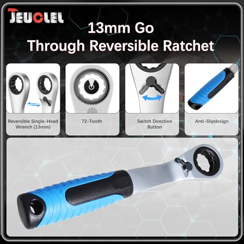 29PCS Pass Through Socket Set, 1/4" Drive Go-Thru Ratchet Kit