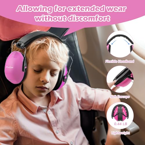 ProCase Noise Cancelling Headphones for Kids/Toddlers SNR 27dB Ear Muffs - color: Pink