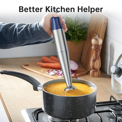 Turelar Immersion Blender Handheld 5 in 1 Hand Blender Set 1100W Heavy Duty - color: Navy Blue, size: 5 in 1