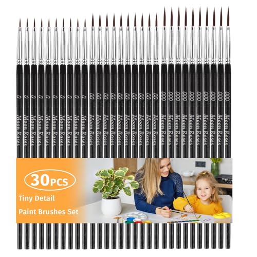Moon Roses 30 Pcs Miniature Detail Paint Brush Set