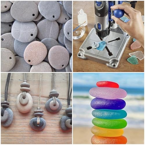 Sworker Diamond Drill Bits 1mm 1.5mm 2mm 2.5mm 2 Each 120-Grit 8Pcs with 4 Collets Compatible with Dremel Rotary Tool for Sea Glass Stone Shells Jewelry Making Porcelain Ceramic Gems - style: 8Bits+4Collets