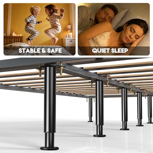 6 Pcs Adjustable Height Bed Support Legs, 14-23.6 Inch Metal Under Bed Frame Support Legs, Extra Sturdy Bed Legs Replacement Parts with Rubber Non-Slip Base for King Queen Frame Wooden Center Slat - size: 13.8'' - 23.6'' 6pcs