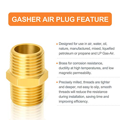 GASHER 8PCS Brass Pipe Fitting Hex Nipple Kit 1/8 inch 1/4 inch 3/8 inch 1/2 inch - style: Hex Nipple Kit（8Pcs）
