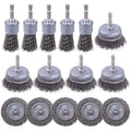 15 Pack Carbon Steel Wire Wheel Brush, Rocaris Cup Brush, Pen Brush Set