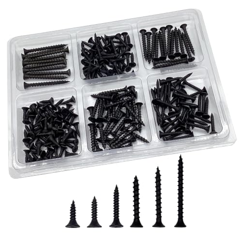 205PCS Assorted Wood Screws, Drywall Screws, Wood Screws Assortment Kit, Screw Assortment Kit,Phillips Assorted Screws, Contain 6 Sizes(2'', 1-1/2'', 1-1/4'', 1'', 3/4'', 5/8'') - size: 6 Sizes - 205PCS