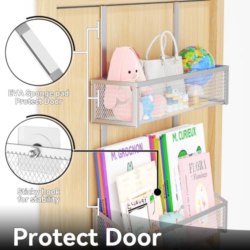 Kaiferty Over The Door Hooks Organizer, Coat Rack Over The Door Storage Hanger Towel Rack, Back of Door Storage Organizer for Bathroom,Bedroom,Kitchen,Office (Silver, 3-Tier) - color: Silver, size: 3-Tier