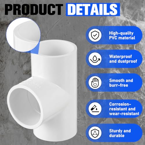 20 Pcs 3/4 Inch PVC Tee Fittings 3 Way - color: Tee, size: 3/4 Inch