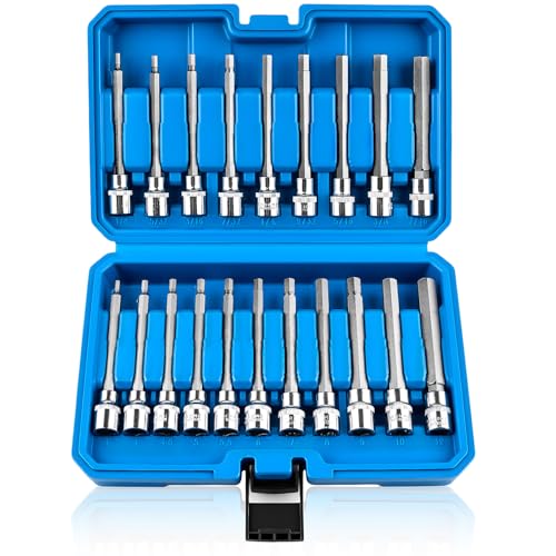 20PC Extra-Long Allen Hex Bit Socket Set, S2 Steel Hex Head Socket