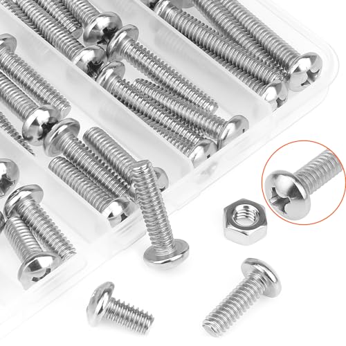 HELIFOUNER 56 Pieces 1/4-20 x 1/2" 3/4" 1" 1-1/4" 1-1/2", Phillips Pan Head Machine Screws Bolts Nuts Kit, Coarse Thread, Fully Machine Threaded, 304 Stainless Steel - size: 1/4-20, style: Phillips Pan Head