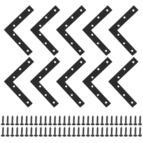SAYAYO Flat L Bracket, 120x120mm / 5" x 5" Stainless Steel L Mending Plate - color: Black, size: 120x120mm-10pcs, style: L Shape