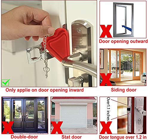 MBBEST Portable Door Lock & Door Stop Alarm,Dual Protection Security Devices Pocket Door Stopper Self Defensey Tools for Hotel Travel Home Apartment House, Red/Black