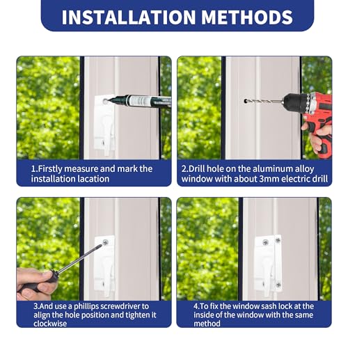 10 Pack Sliding Window Sash Locks White Cam Sash Lock, Window Latch Replacement Sash Locks for Vertical & Horizontal, Window Locks for Double Hung Windows