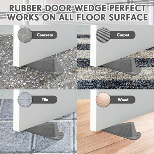 Frienda 2 Pcs Heavy Duty Rubber Door Stops Wedge Stackable,Gray - color: Gray