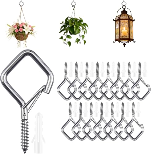 304 Stainless Steel Eye Screw Hooks for Hanging Heavy Duty, Ceiling Hooks for Hanging Plants & Outdoor String Lights, Screw in Hooks for Indoor Outdoor Decor (304 Stainless Steel, 16 Pcs) - size: 16 Pcs