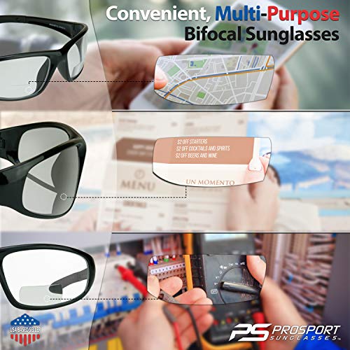 proSPORT Bifocal Safety Glasses ANSI Z87 Black Frame Clear Lens Safety Reading Glasses Men Women Industrial Work Protection - color: Clear - 1 Pair