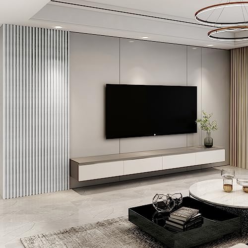 Art3d 96 x 6 Inch WPC Wood Diffuser Slat Wall Panel, 8-Pack, Matte White - color: Matte White, size: 96*6