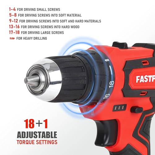 FASTPRO Home Tool Set with Drill, Household Repairing Tool Kit, Red - color: Red