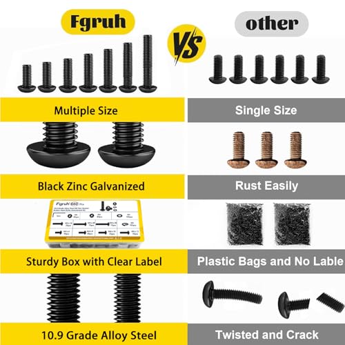 660PCS M4 Hex Button Screws Assortment Kit, M4x6/8/10/12/16/20/30 mm - size: M4 660pcs