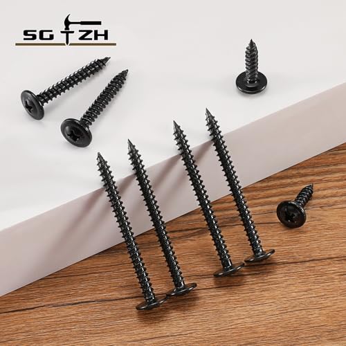#8 x 1 Inch Wood Screw 500Pcs Alloy Steel Standard Thread Truss Head Fast Self Tapping Black Oxide by SG TZH - color: Black - Alloy Steel, size: #8 x 1"
