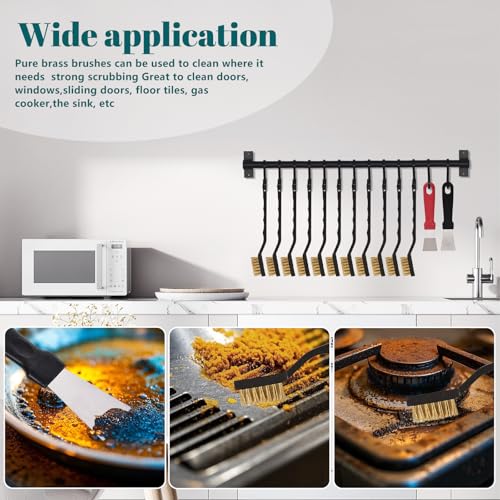 12 Pcs Mini Brass Brush Set, Brass Scratch Brush with Curved Handle - style: Brass