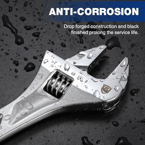 WORKPRO 2-Piece Wide Jaw Adjustable Wrench Set, 6" & 10", Cr-V Steel - color: Silver, size: 6 & 10 inch
